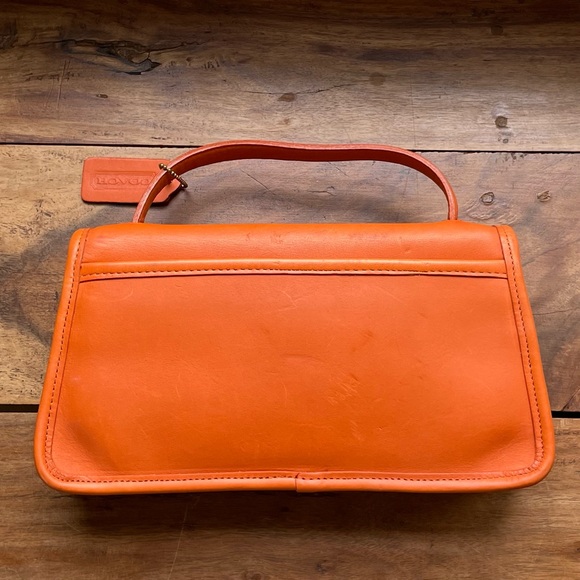 Vintage Coach Tangerine Orange 9044 Geometric Clutch Crossbody Purse Bag Rare - Picture 12 of 16